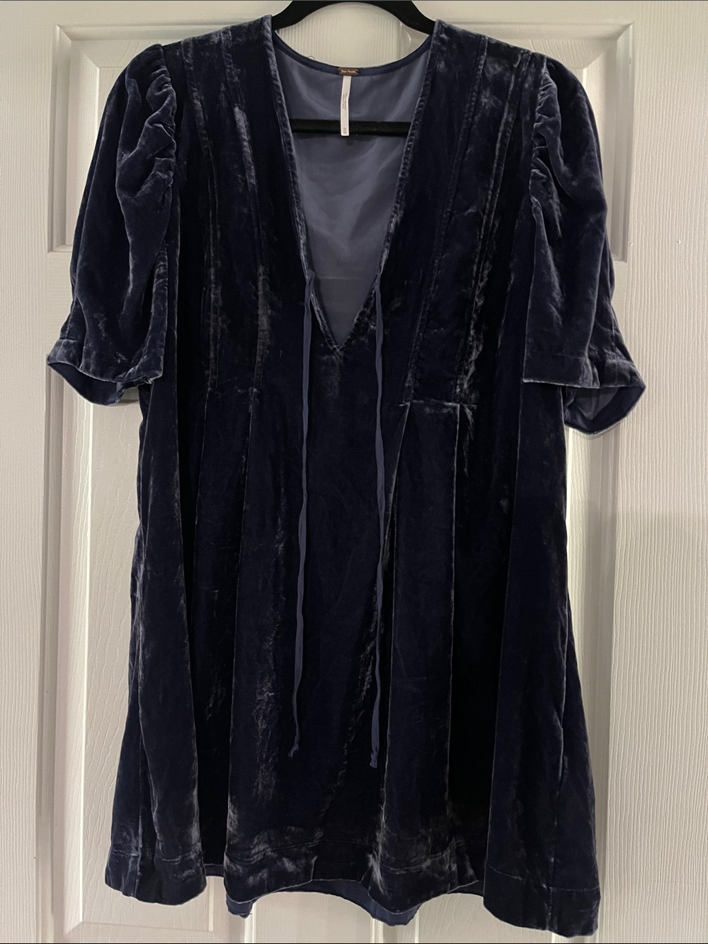 Free People Adelle Velvet Tunic Dress in Deep Indigo Blue